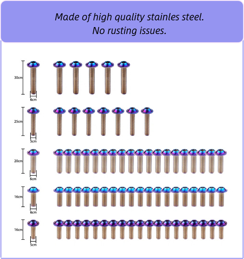 236PCS Purp-Blue Irid. Complete Fairing Bolt Screws for Yamaha YZFR1 2004-2006