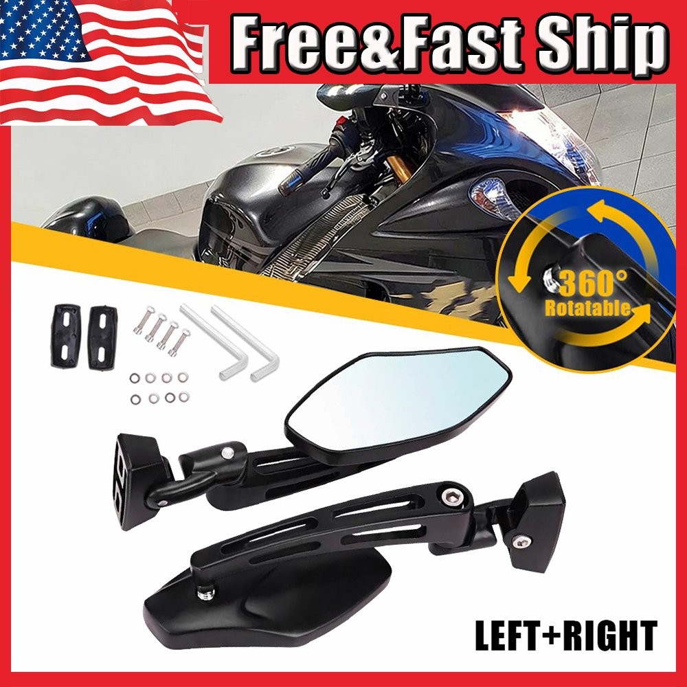For Yamaha YZF-R6 YZF R6 R1 Motorcycle Rear View Side Mirrors Black Cut Edge