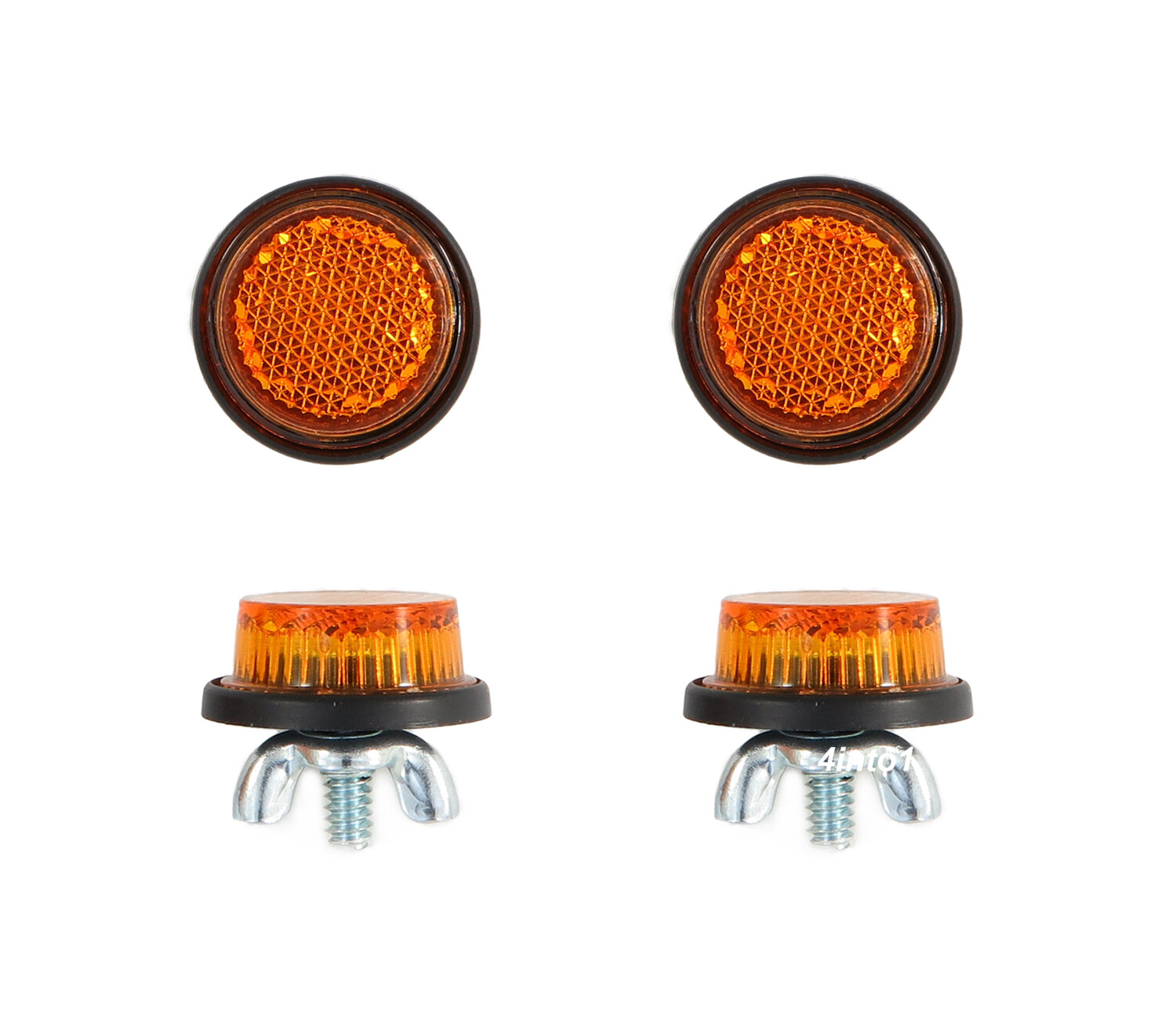 Amber Reflector Motorcycle License Plate Bolts – Set of 4