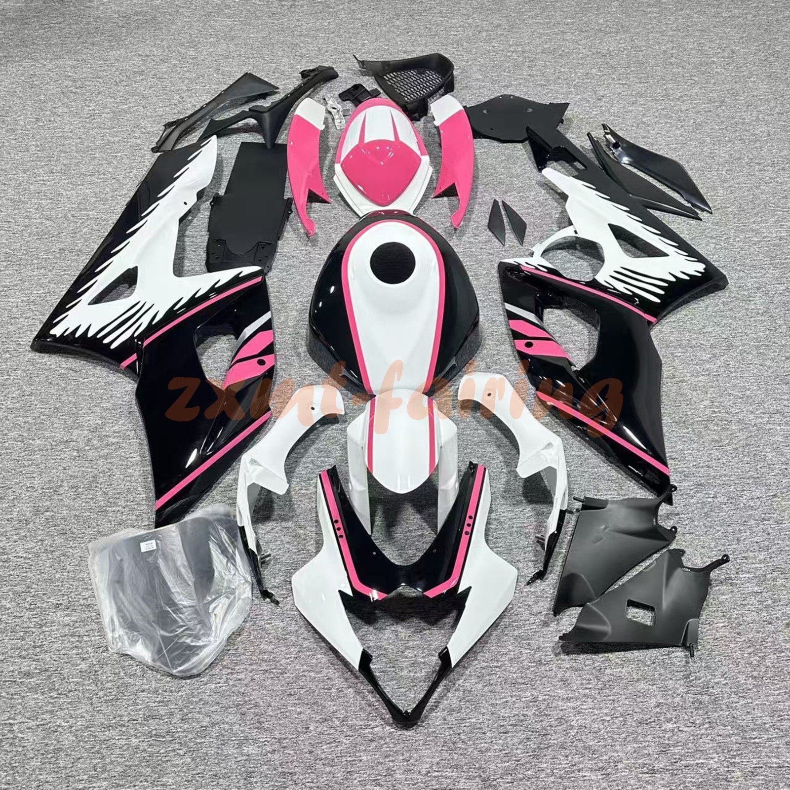 Glossy White Black & Pink Fairing Kit +Tank +Bolts for Suzuki GSXR1000 2005-2006