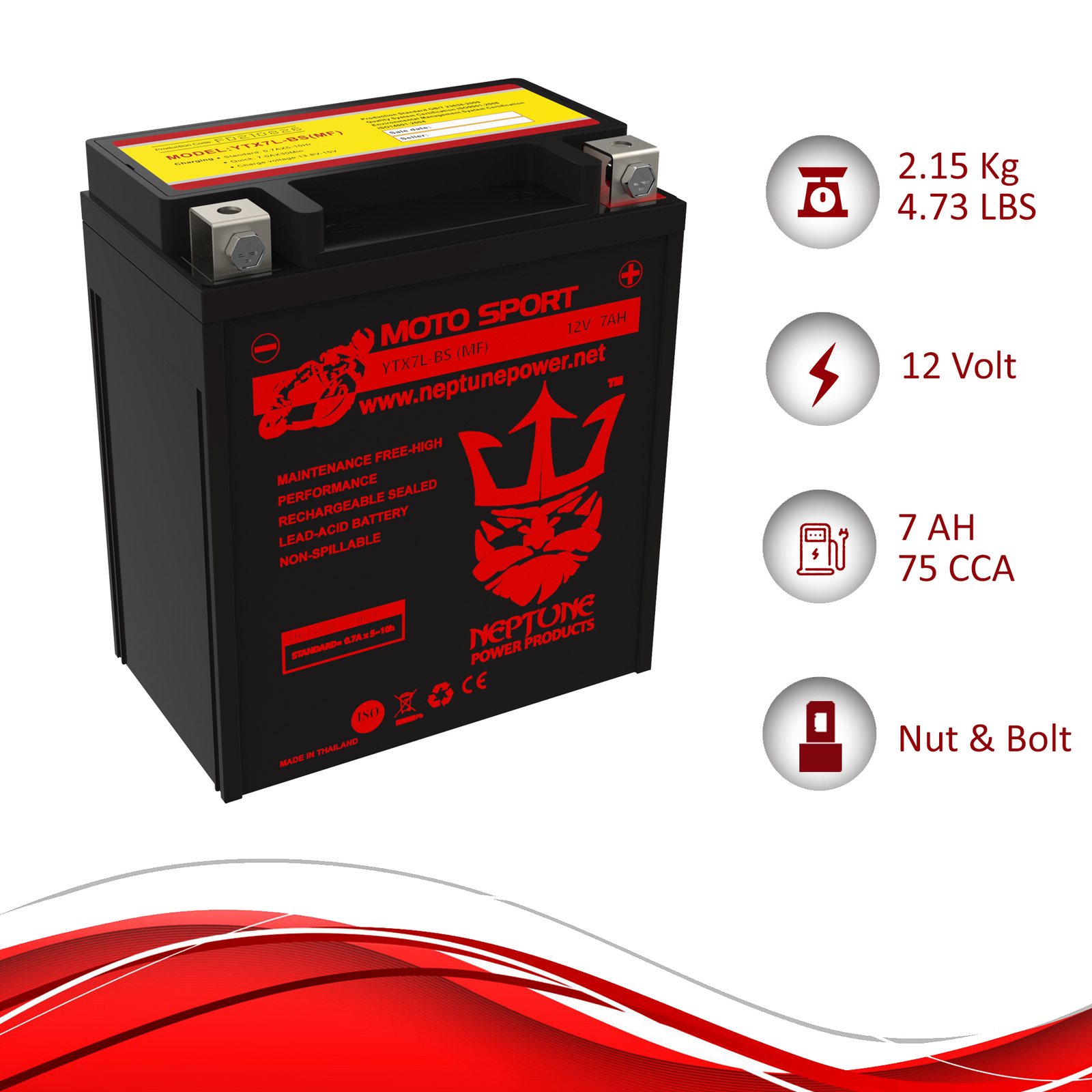 YTX7L-BS 94-96 SUZUKI DR125, SE, SES Neptune Power Replacement Battery