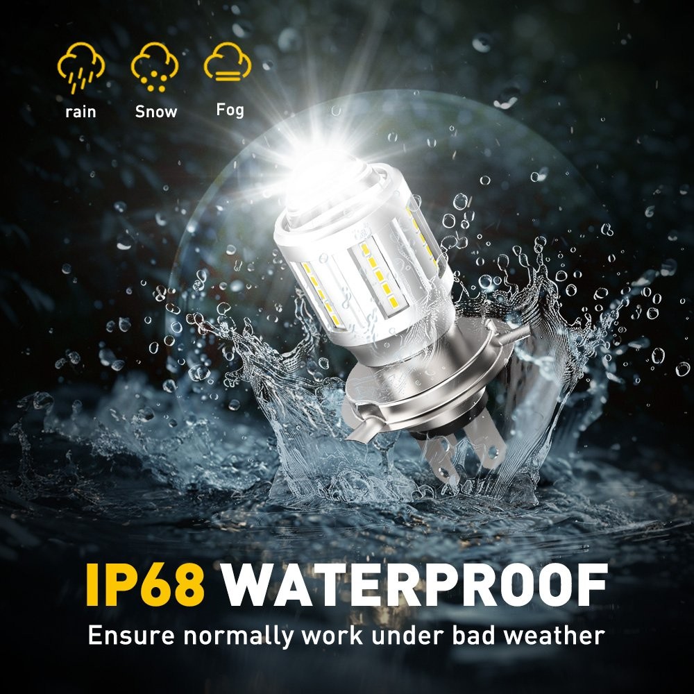 Motorcycle LED 6000K H4 Headlight LED High/Low Beam Lamp White Amber Bulb 1-10X
