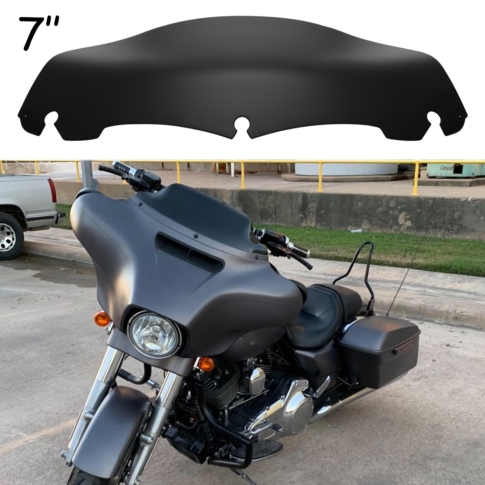 7″ Wave Windshield Windscreen For Harley Davidson Touring Street Glide 2014-2024