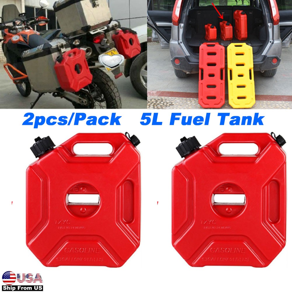 2PCS Car Motorcycle Portable Petrol Gas Spare Fuel Tank Plastic Anti – Static 5L
