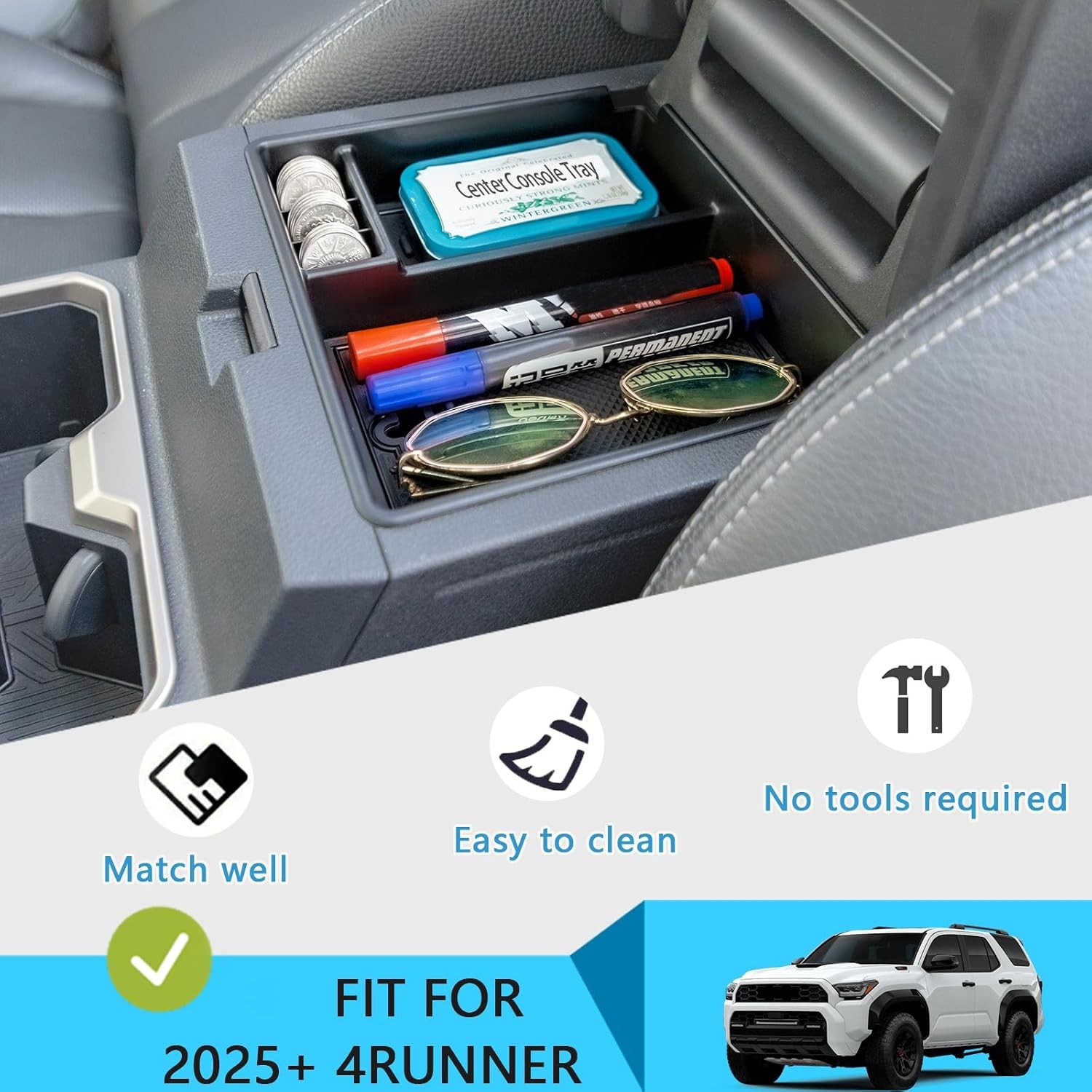 Center Console Organizer Insert ABS Materials Tray 2025 2026 Toyota 4Runner Armr