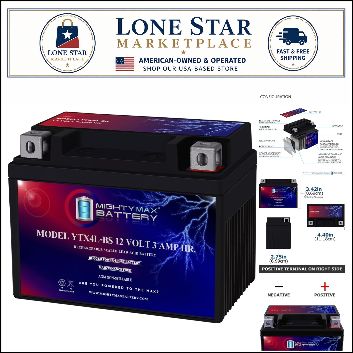 Sealed 12V 3AH Lead Acid Battery for Pit Bikes & ATVs – Compact & Durable