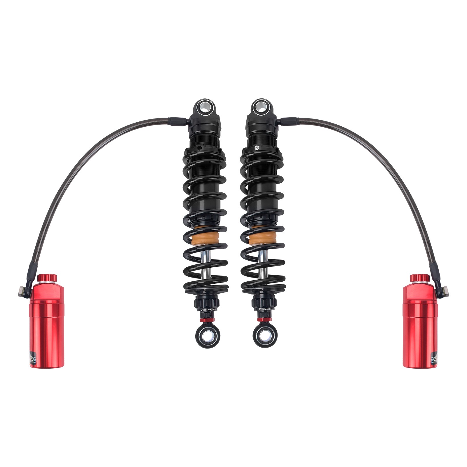 Red Remote Reservoir Rear Suspension Shocks For Harley Road Street Glide 14-2025