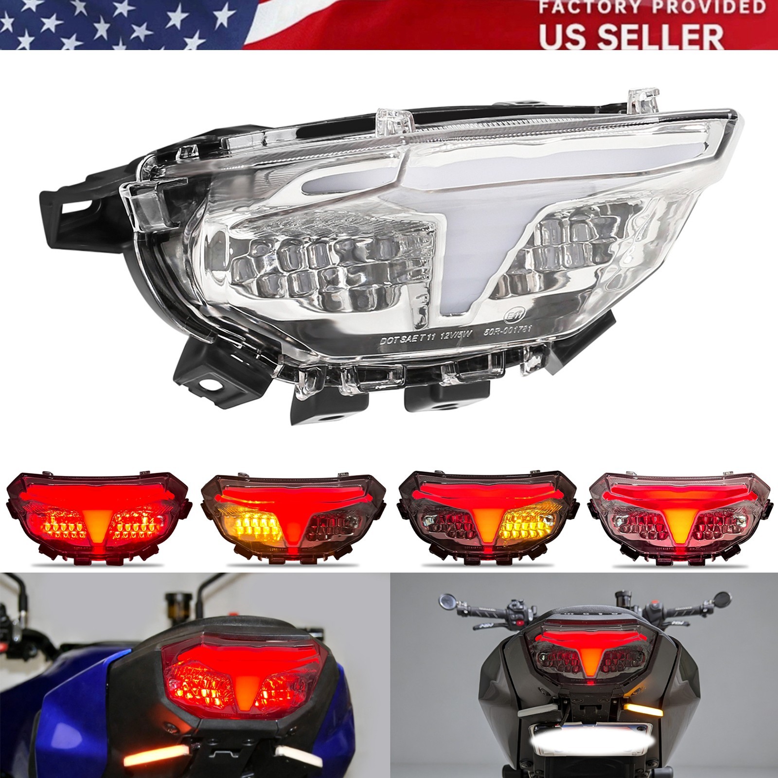 For YAMAHA MT-09 MT09SP 2024-2026 Clear LED Tail Light Turn Signals Integrated