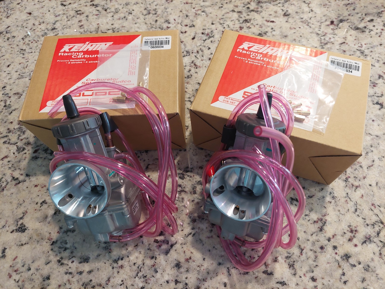 Pair of Aftermarket Keihin 40mm PWK Carbs Carburetor 2 PCS New With Jets