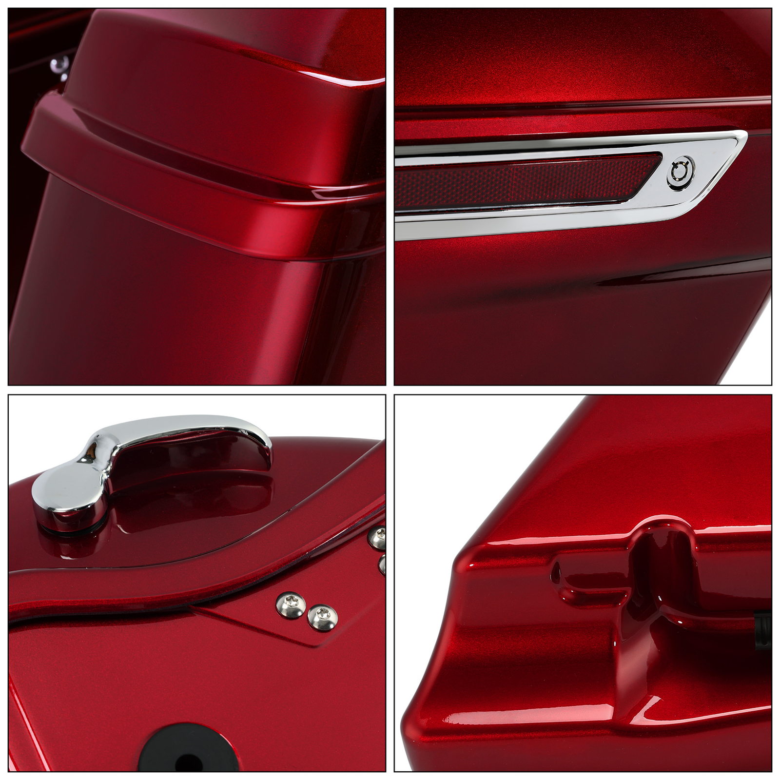 4″ Hard Extended Saddlebags Fit For Harley FLTRX 14-24 Velocity Red Sunglo