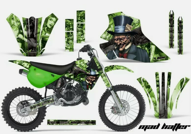 Dirt Bike Graphics Kit Decal Wrap For Kawasaki KX80 KX100 1995-1997 MAD HATTER