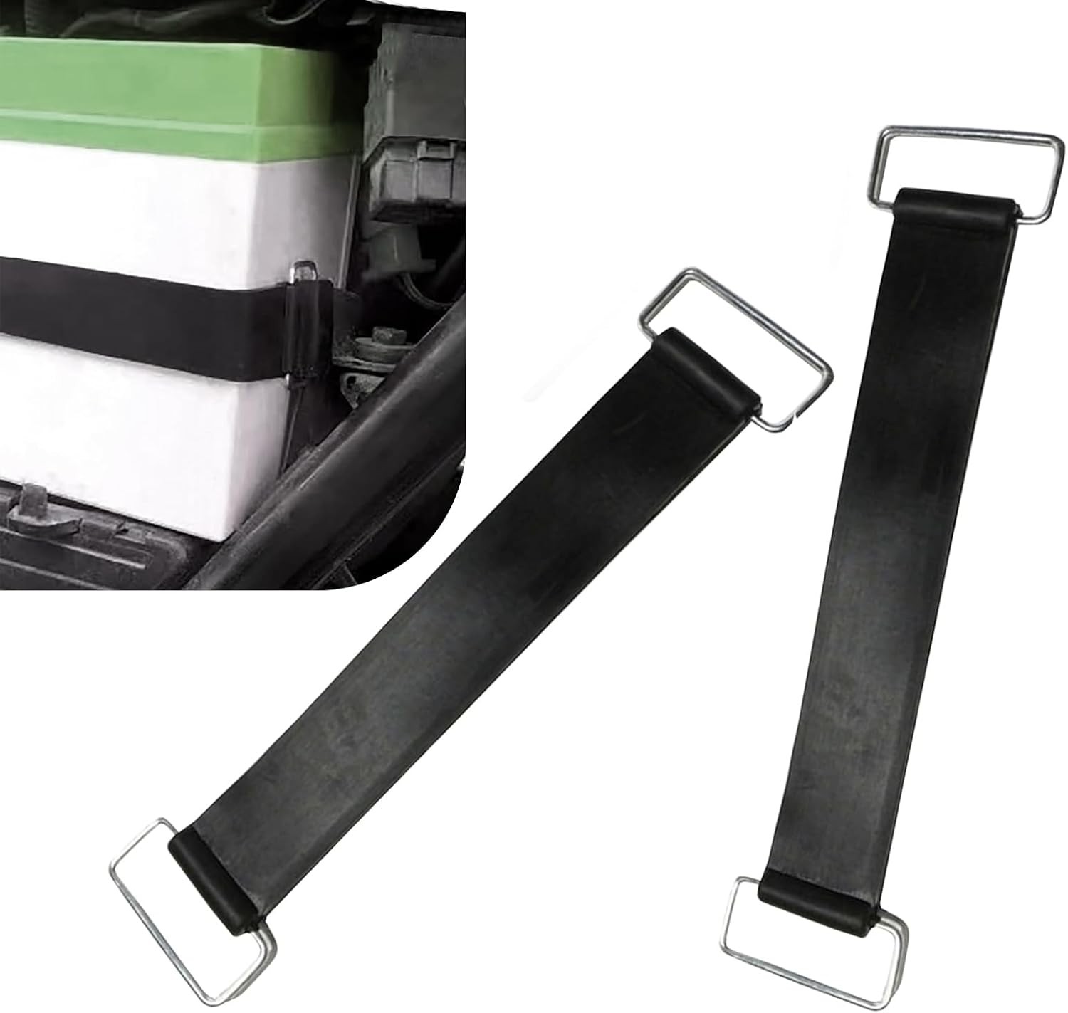 Motorcycle Battery Straps, 2PCS Rubber Tie Down Metal Buckles