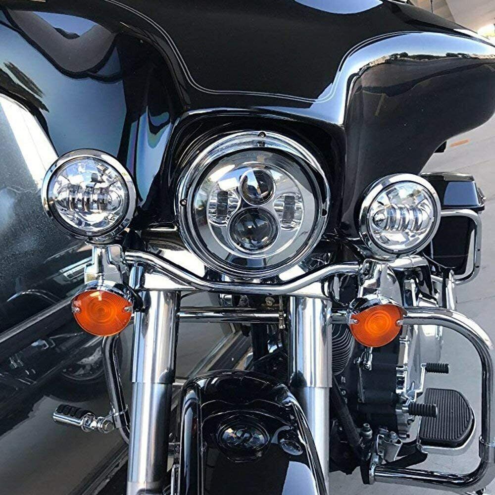 7″ inch Round LED Hi-Lo Headlight H4 9003 For Harley Softail Motorcycle Chrome
