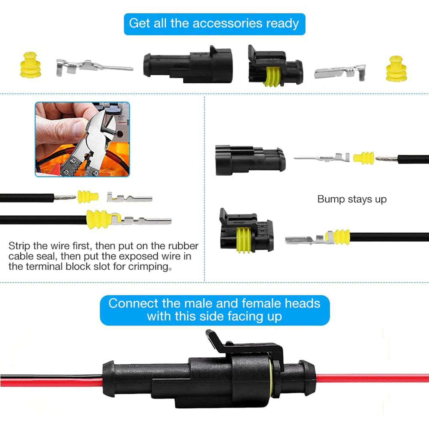 Waterproof Automotive Electrical Wire Connectors Plug Terminals 1-6Pin 708PCS