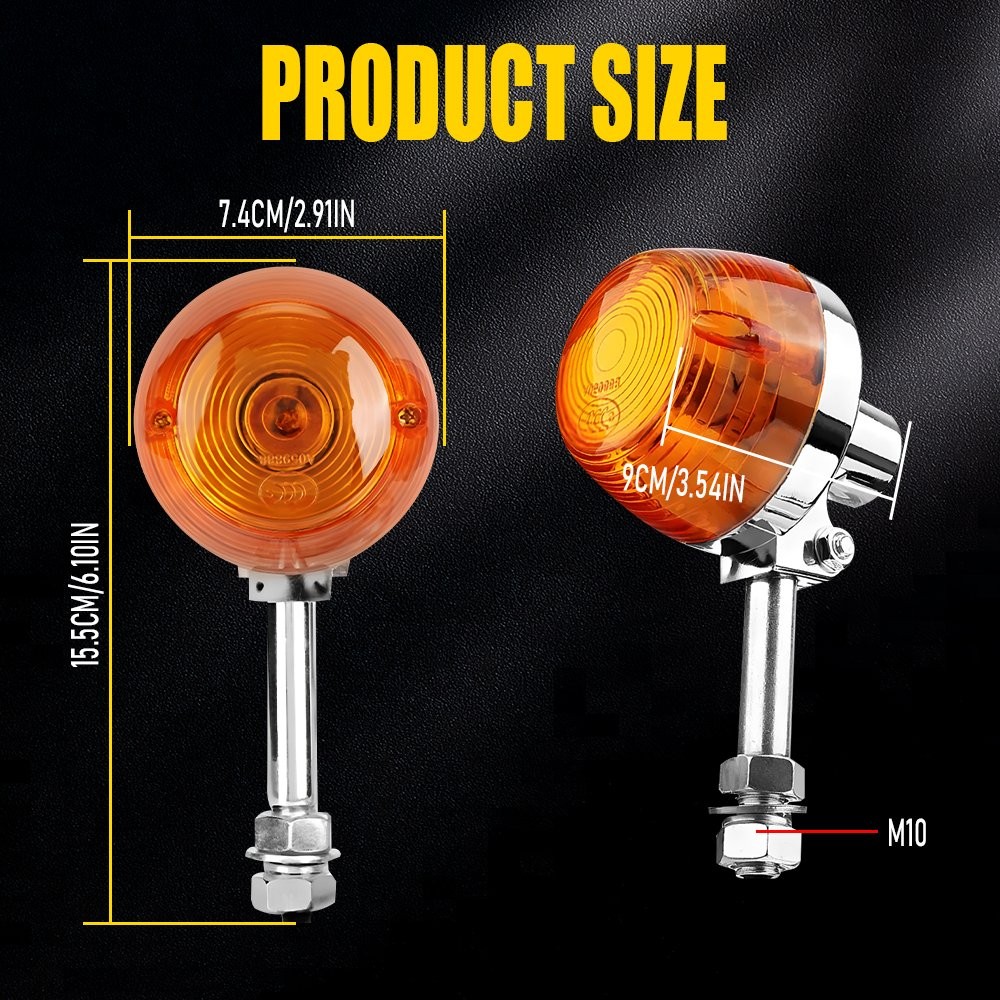 Universal Turn Signal Indicators Lights Pair For 12V Motorcycles/Motorbikes 10mm