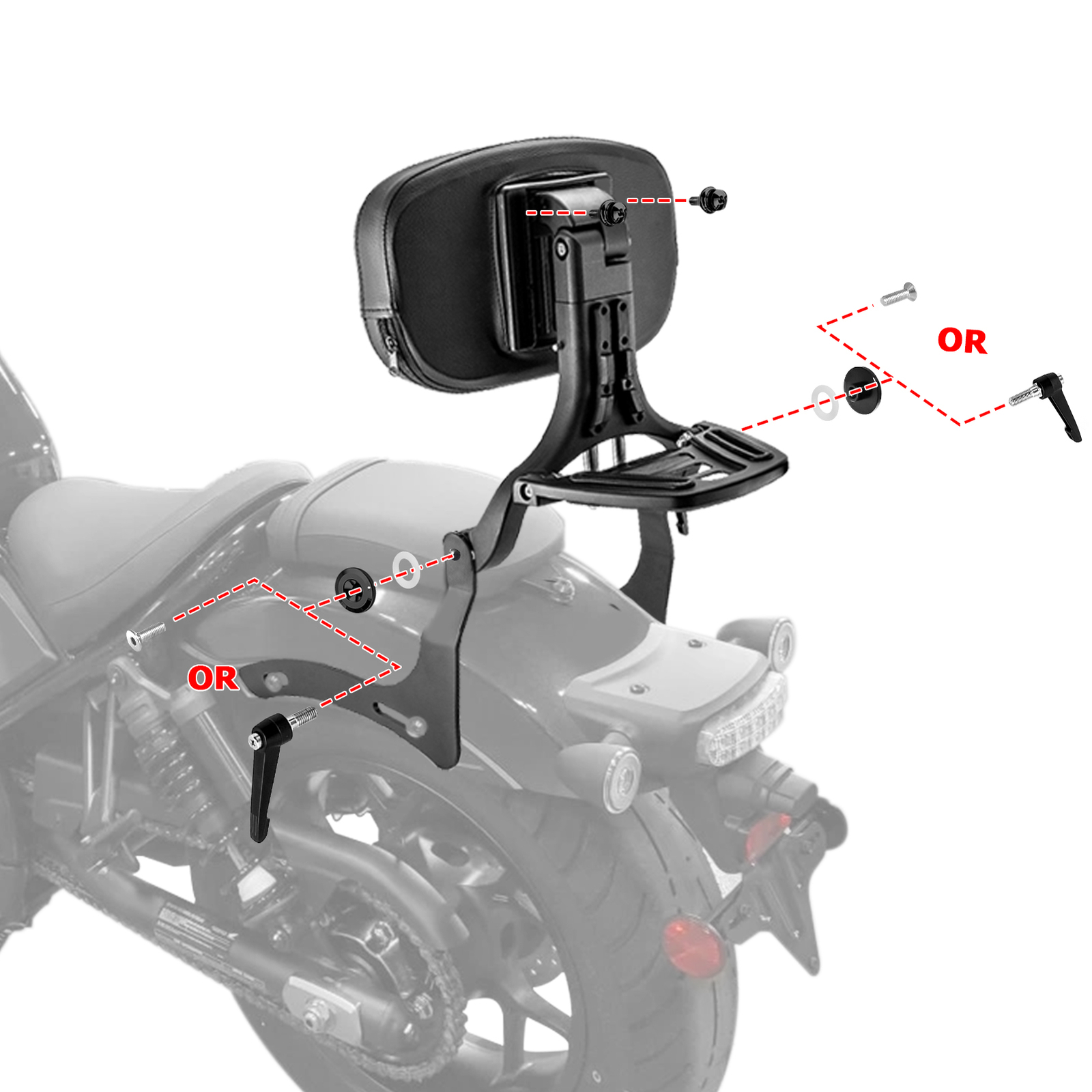 MOFUN Multi-Purpose Backrest Sissy bar For 2021-2024 Honda Rebel 1100 CM 1100