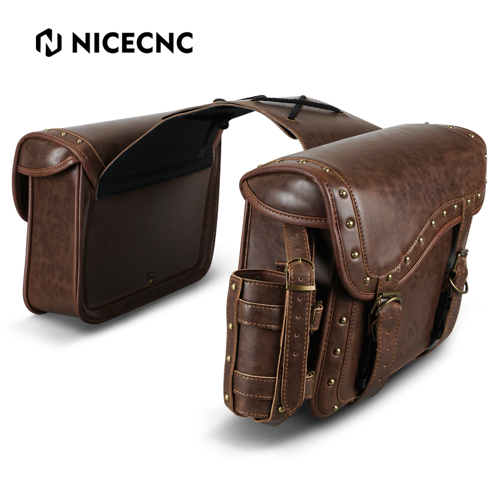 Motorcycle Brown Leather Saddle Bags For Honda Shadow Rebel 500 750 1100 VTX VT