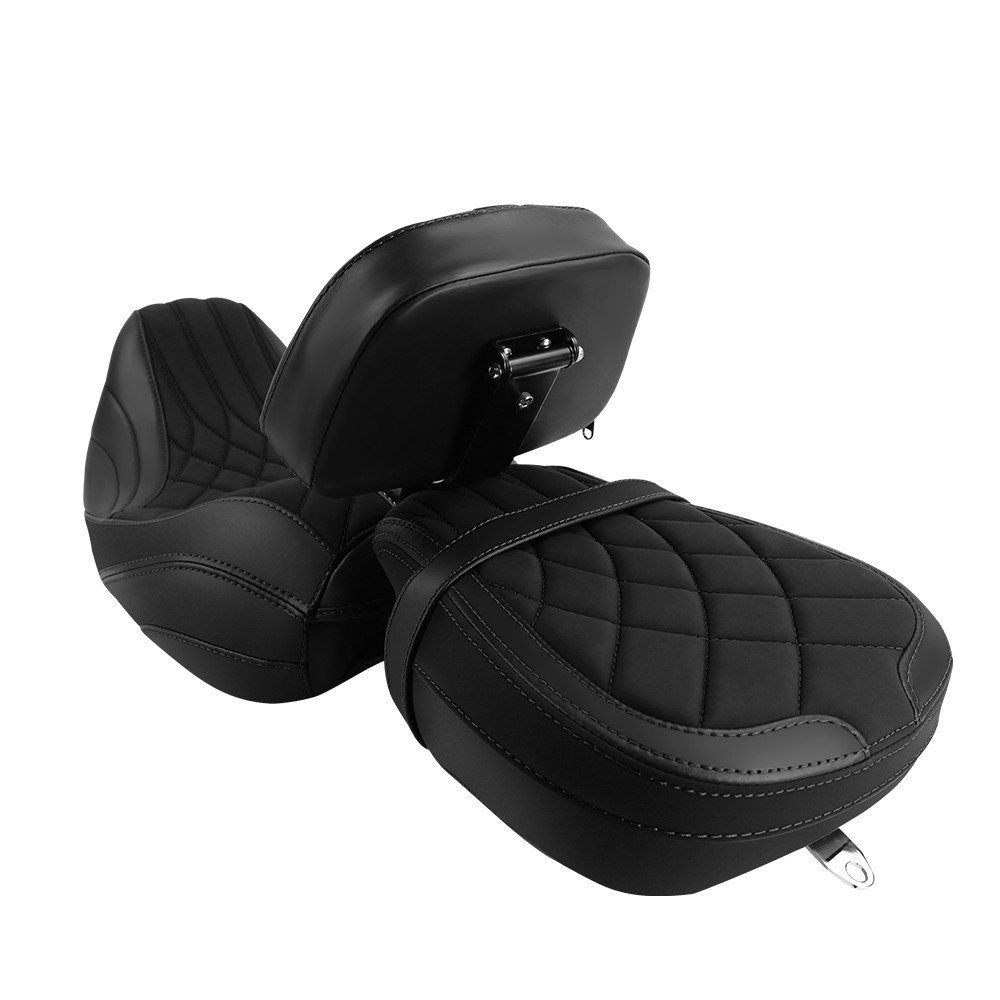 Black Stitching Style Full Seat & Backrest Set For Harley Touring 2009-2024