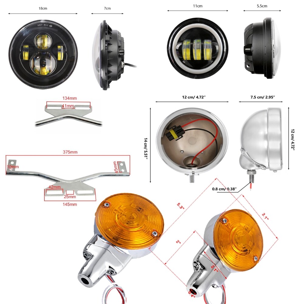 7″ LED Headlight Passing Light For Kawasaki Vulcan VN Classic Nomad Drifter 1500