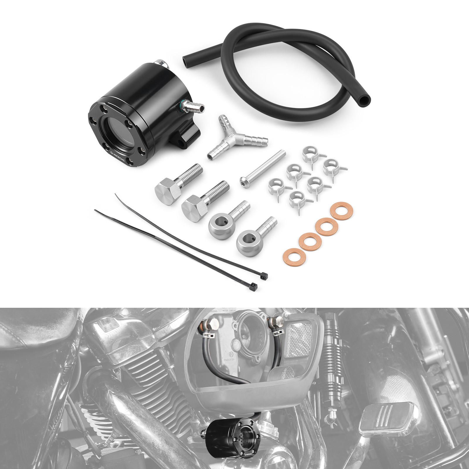 Engine External Breather Kit For Harley M8 Softail Street Bob Fat Boy Fat Bob