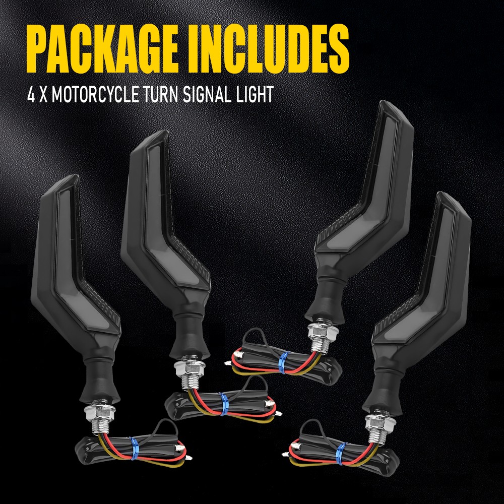 4PCS Universal LED Amber+Blue Motorcycle Turn Signal Indicator Light Blinker DRL