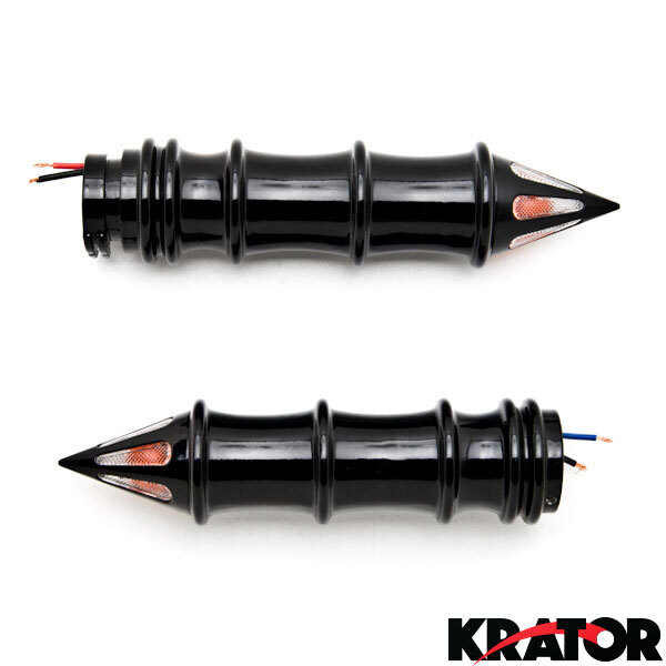 SKELETON GRIPS TURN SIGNALS Black HANDLEBAR BAR HAND GRIP SIGNAL INDICATOR 1″