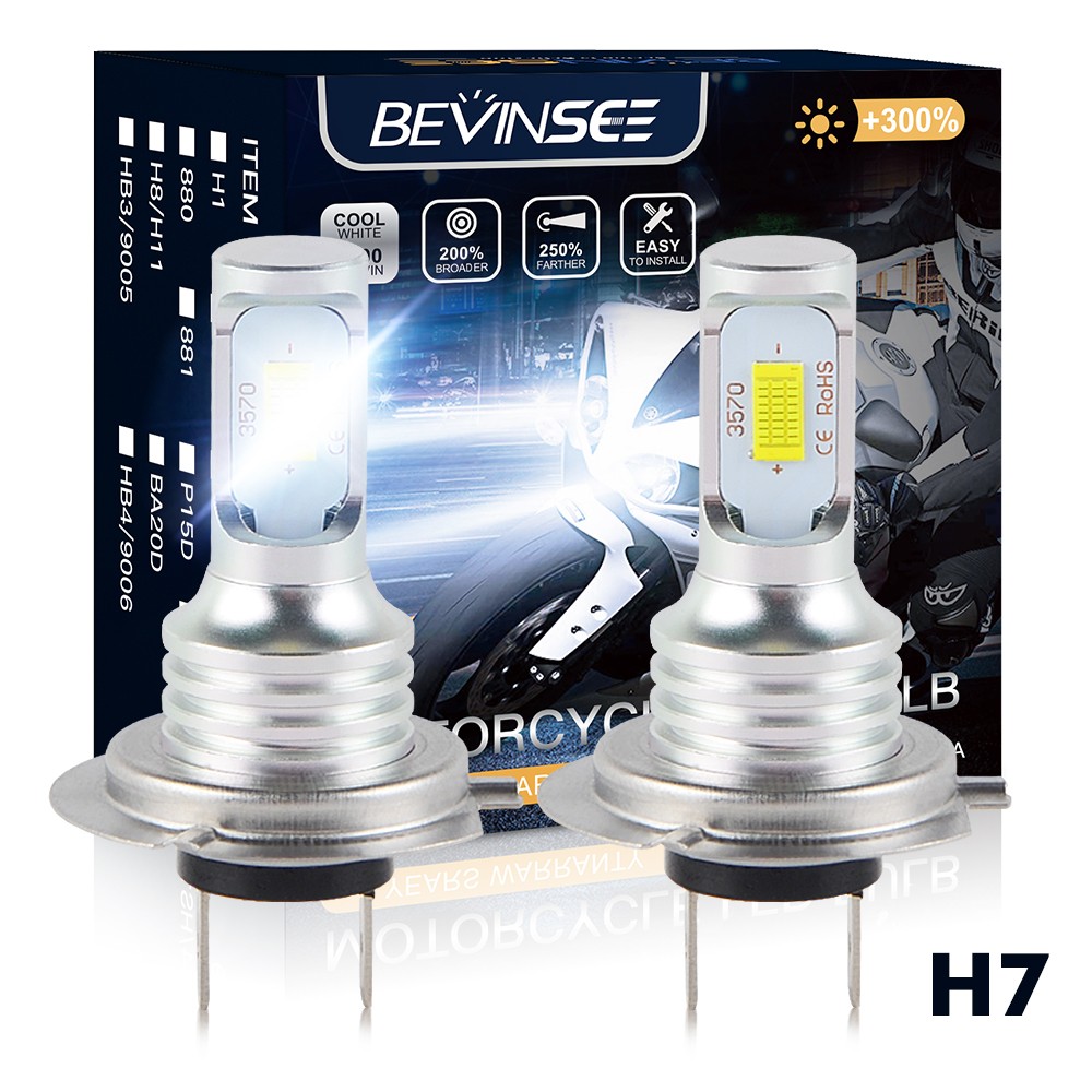H7 LED Headlight Bulbs 6000K For Piaggio MP3 500 Sport ABS 2015-2016 Cold White