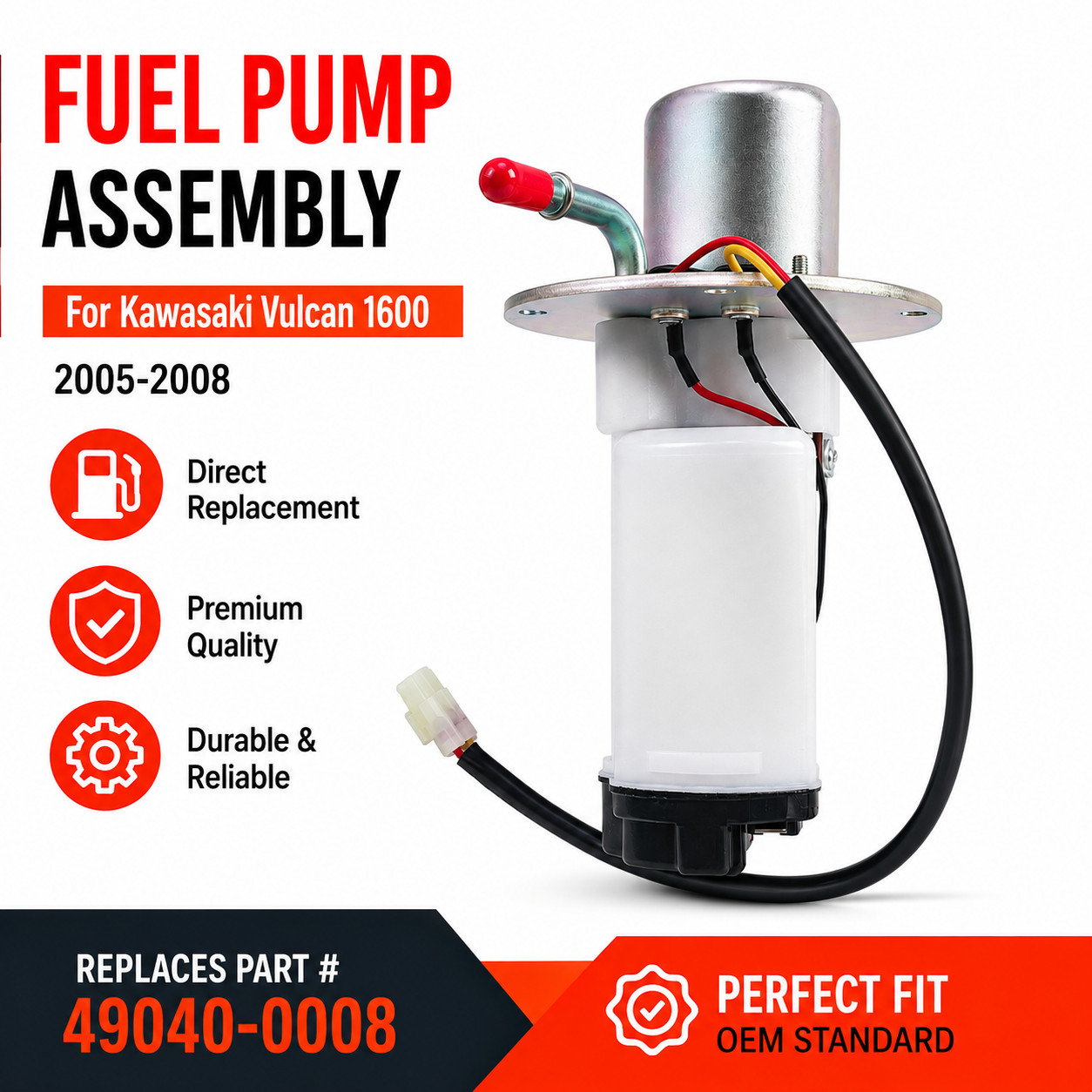 NEW Fuel Pump Assembly Fits Kawasaki Vulcan 1600 2005-2008 For 49040-0008