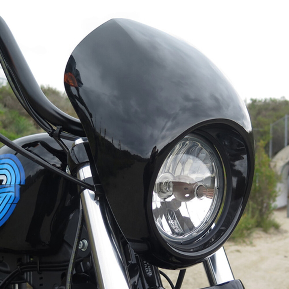 Black Front Cowl Headlight Fairing For Harley Sportster 883 1200 Dyna FX Racer