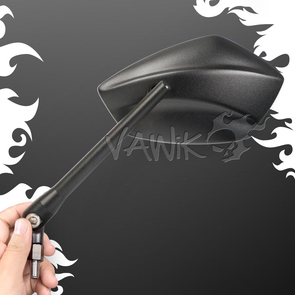 VAWiK convex mirrors PalmII mat black universal 10mm 5/16 fits custom bikes ε