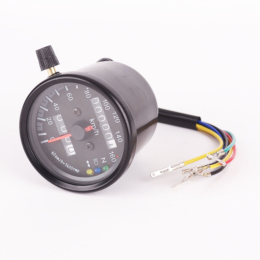 12V Universal Motorcycle Dual Odometer Speedometer 0-160km/h Gauge Meter Black