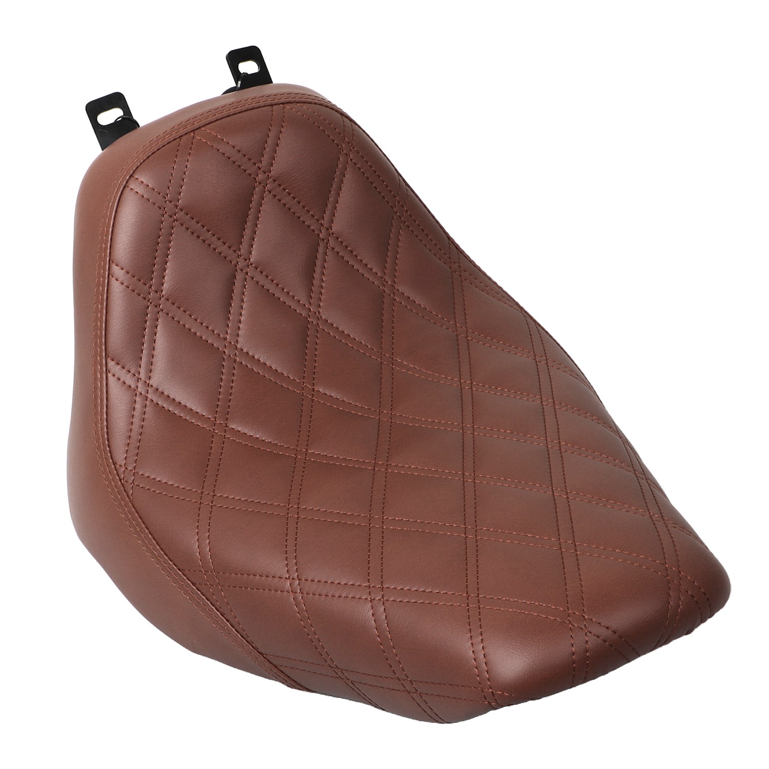 Diamond Brown Synthetic Leather + Ultra-Foam Solo Driver Seat For Harley Softail
