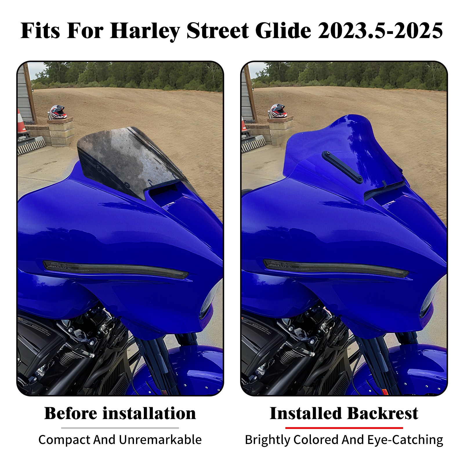 10″ Blue Wave Fairing Windscreen Windshield Fits For Harley Street Glide 2024-25