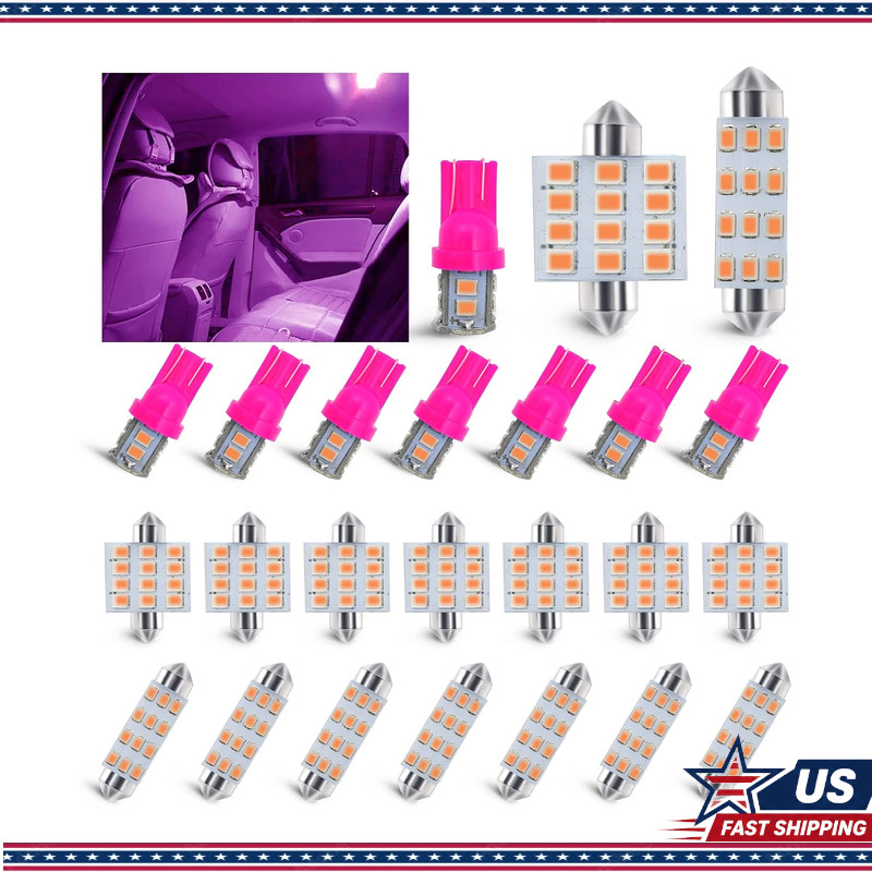 T10 31mm 41mm LED Interior Bulbs, 24 PCS Pink Dome Map Plate Door LicColor: pink