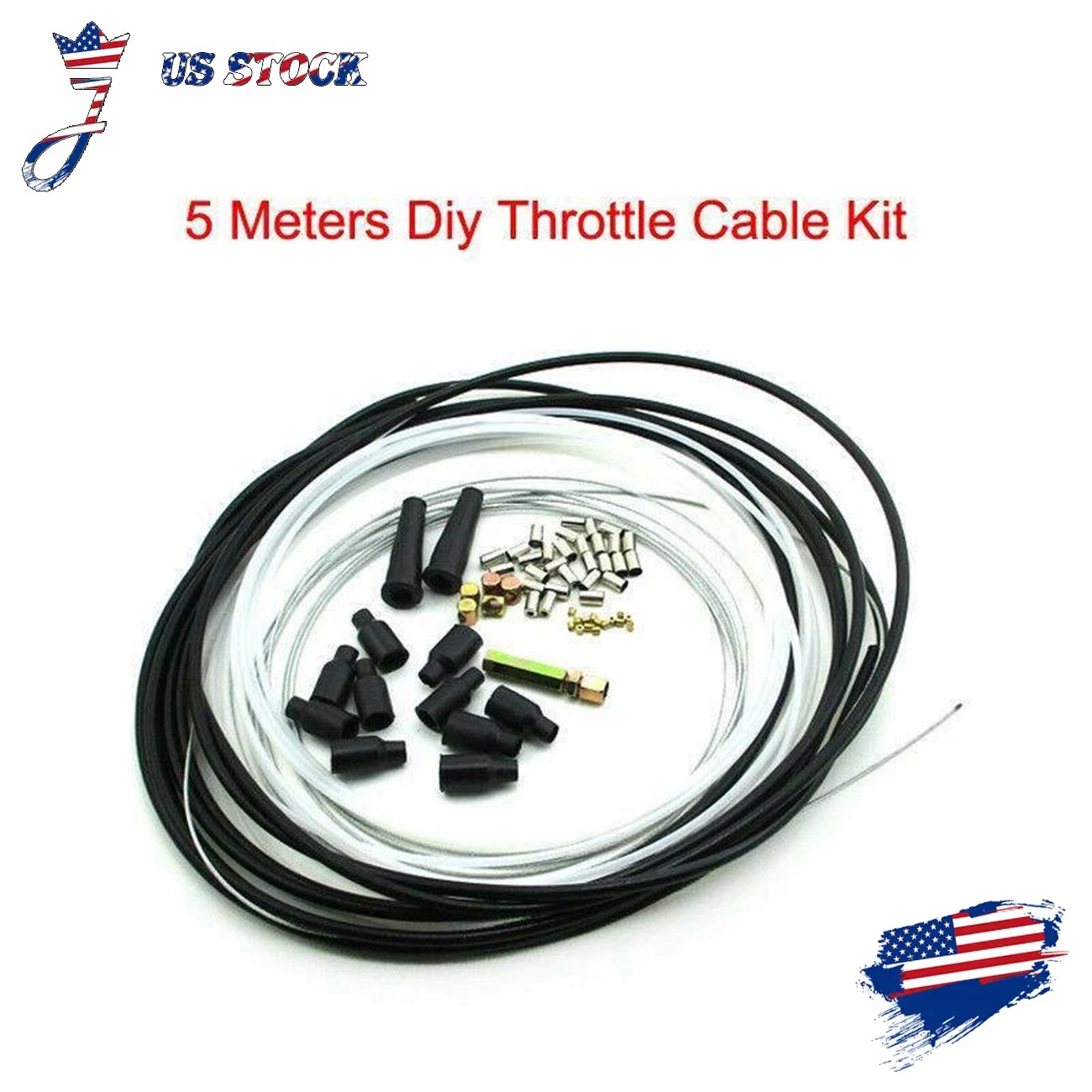 5 Metres Diy Throttle Cable Kit Nipples Ferrules For Motorcycle Pit Dirt Bike 1X
