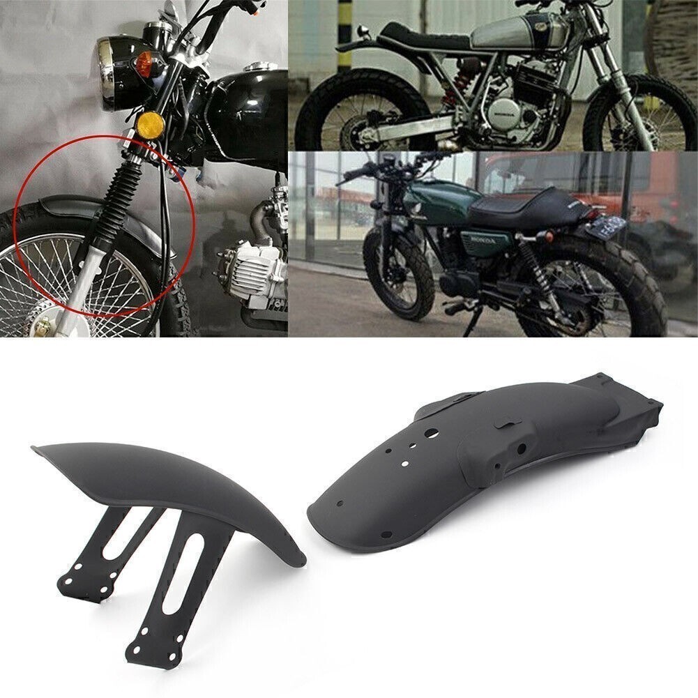 Black Metal Front+Rear Fender Mudguard Cover For Cafe Racer Retro CG125
