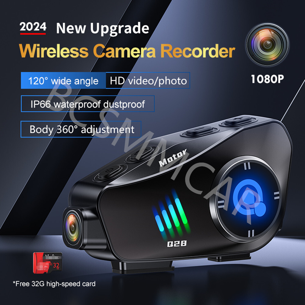Motorcycle Helmet Bluetooth Headset HD Dashcam Camera WiFi Video Recorder W/Card