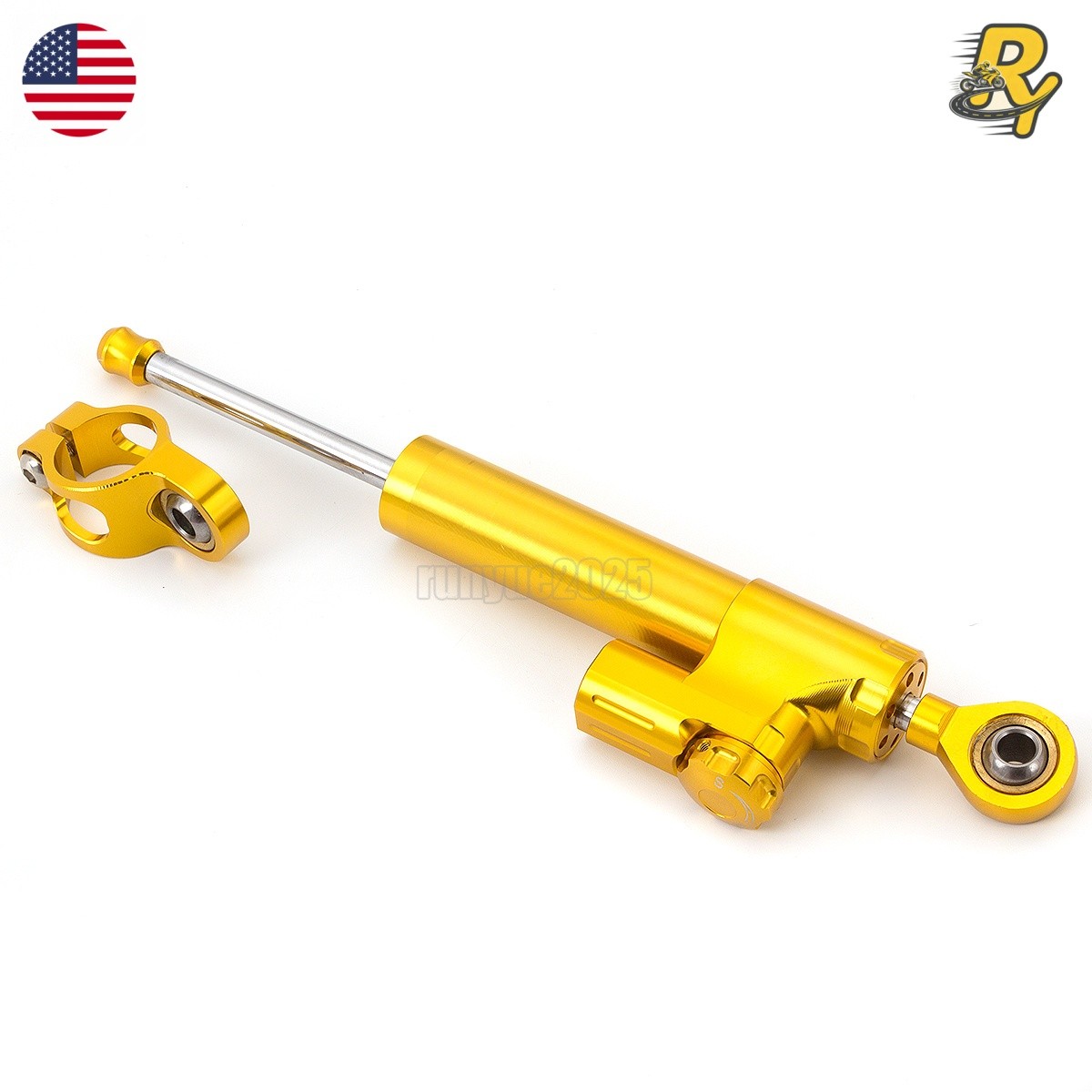 US Motorcycle CNC Steering Damper Stabilizer Adjustable Aluminum Gold Universal