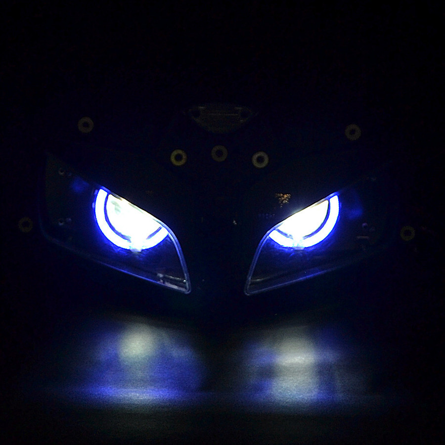Headlight Assembly Blue Angel Eye Halo+Red Demon Eye For Honda CBR600RR 03-06 F5