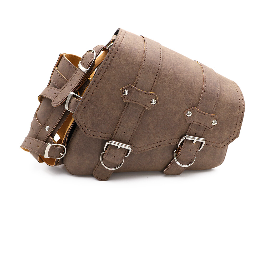 Motorcycle Faux Leather Retro Side Saddlebags With Drink Holder Bag Custom