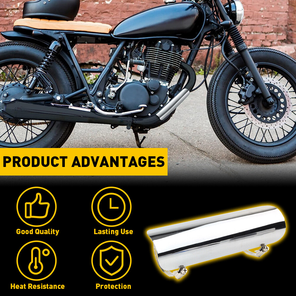 Exhaust Muffler Pipe Heat Shield Cover Protector Chrome Aluminum For Motorcycle