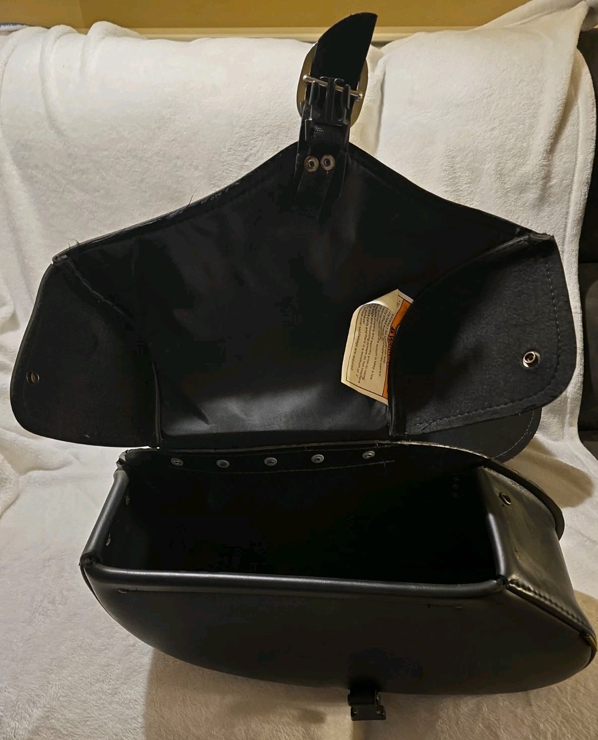 Willie & Max Universal Saddlebags Black Faux Leather Slant Throw-Over Motorcycle