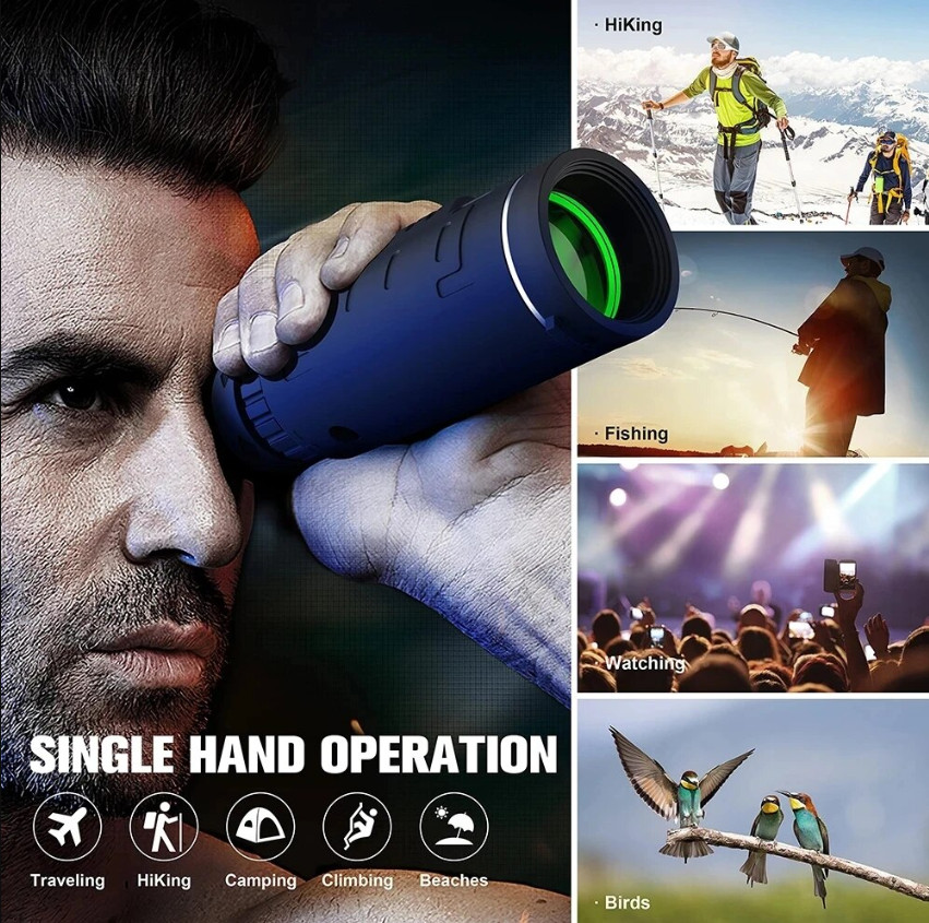 HD Monocular Starscope Monocular Telescope BAK4 with Phone clip,tripod