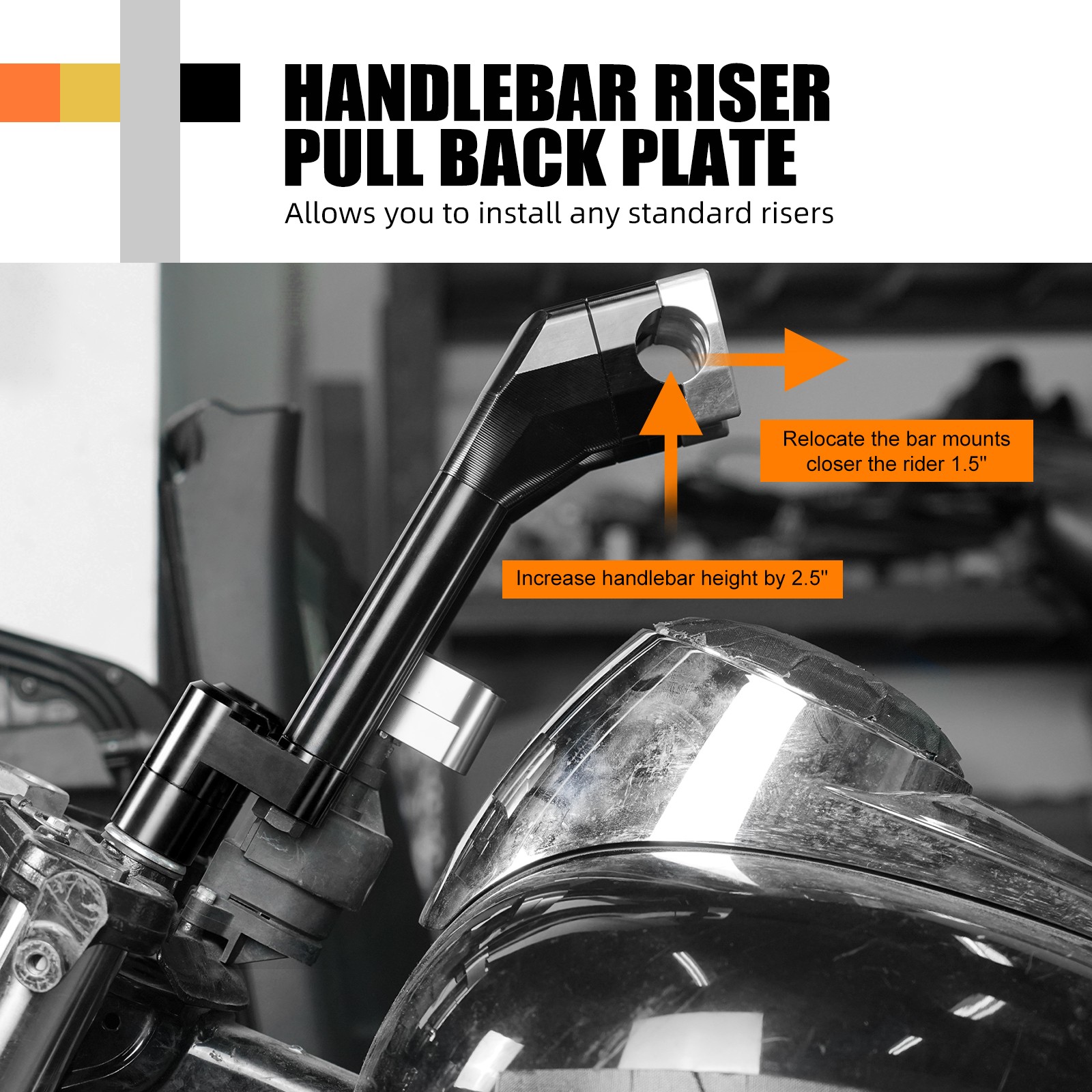 NICECNC 2.5″ Riser 1.5″ Pull Back Plate For Harley Street Bob FXBB 107 FXBBS 114