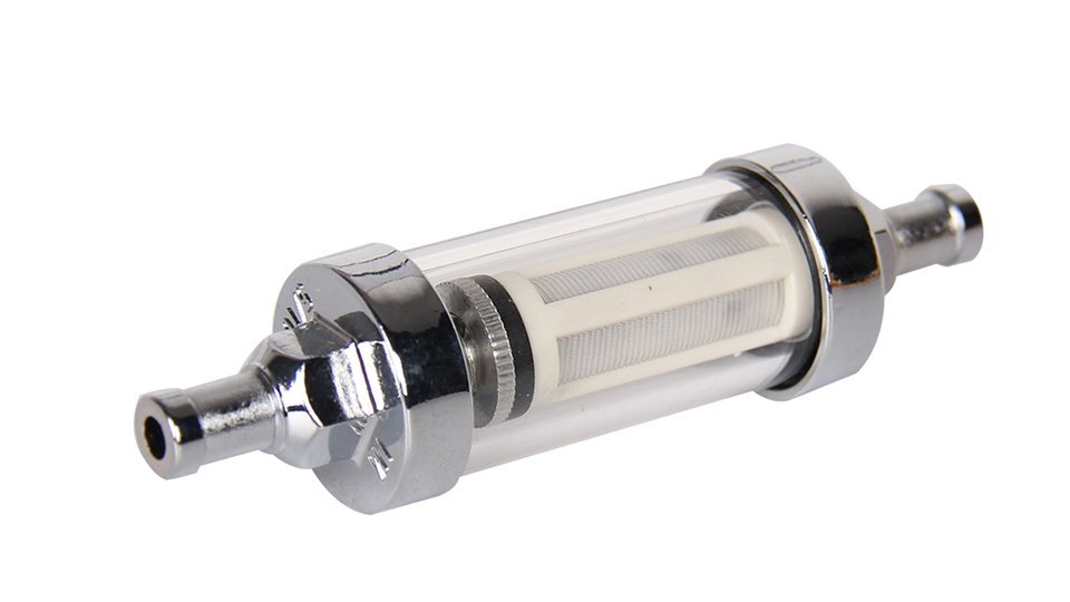 5/16″ Universal Chrome Glass Clearview Fuel Filter Petrol Diesel Inline Reusabl