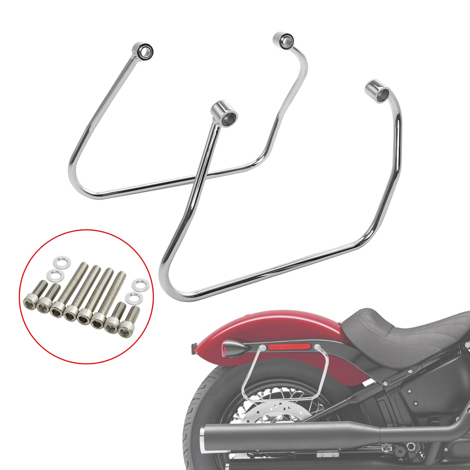 Saddlebag Support Bracket Mounts (Chrome) Fit For Harley Softail Street Bob 18+