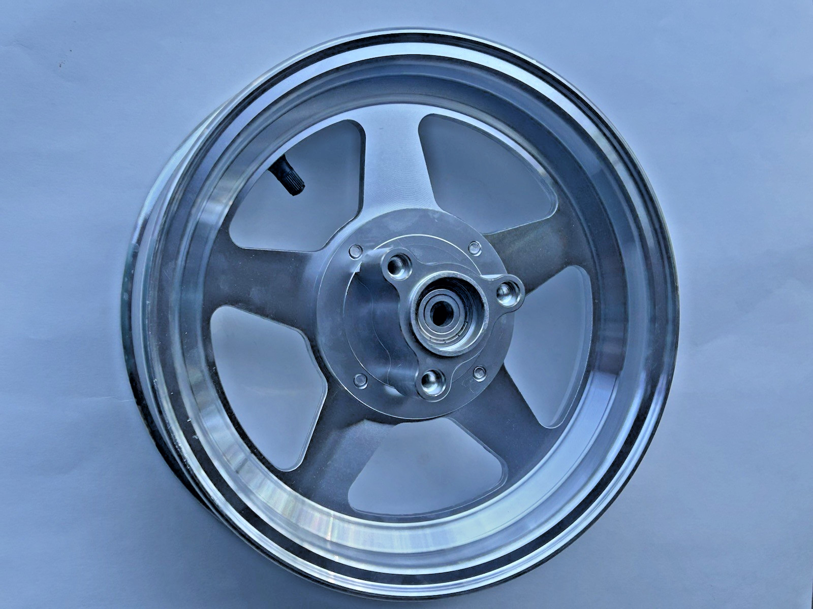 BLEM 10 Inch Mini Bike Front Wheel. Aluminum. For 12mm Axle. MINOR Scratches.