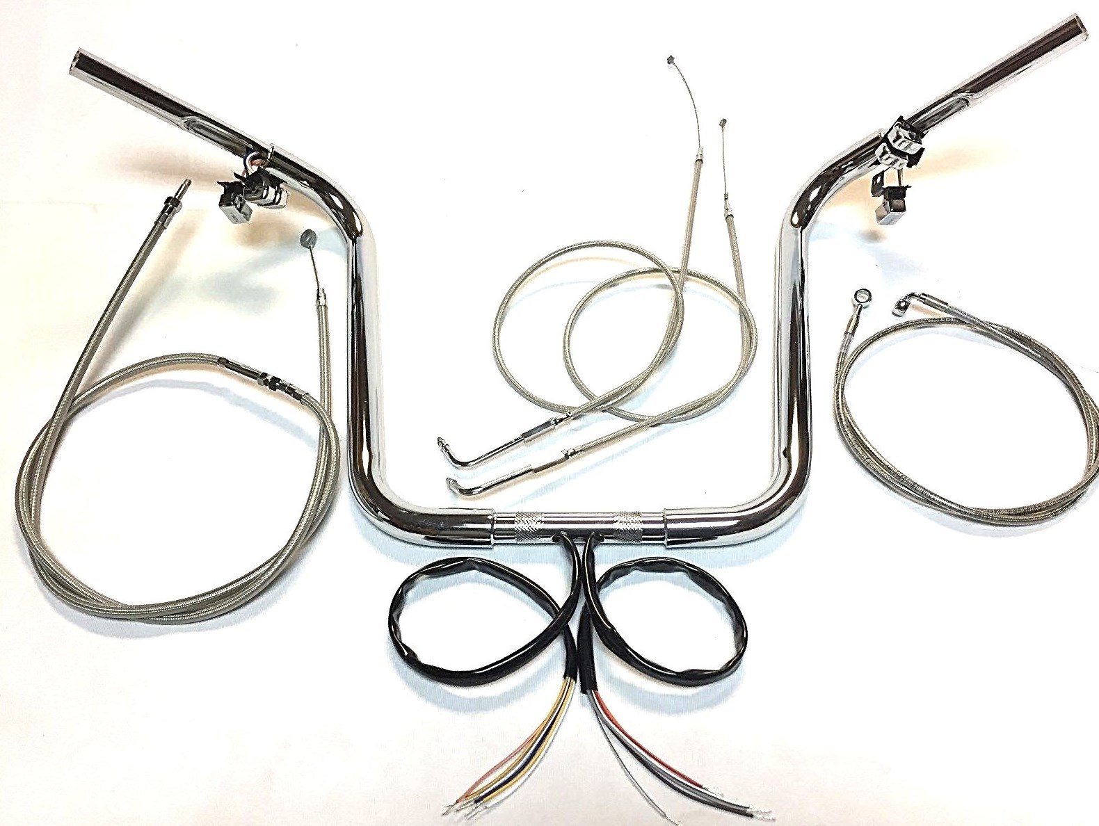 16 x 1.25 Chrome Ape Hanger Handlebar Kit W Switches 96-06 Harley FLST Softail
