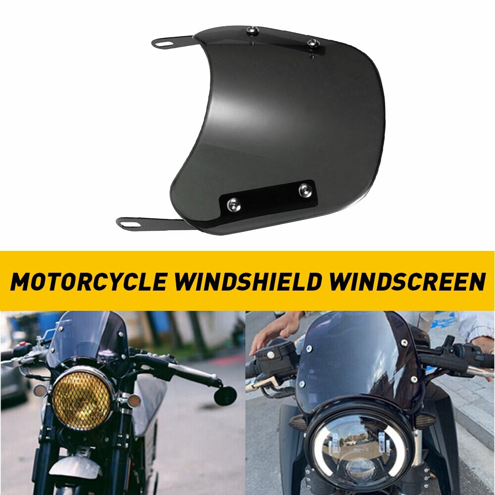 Universal 5″-7″ Round Headlight Motorcycle BLACK Windshield Windscreen For Honda