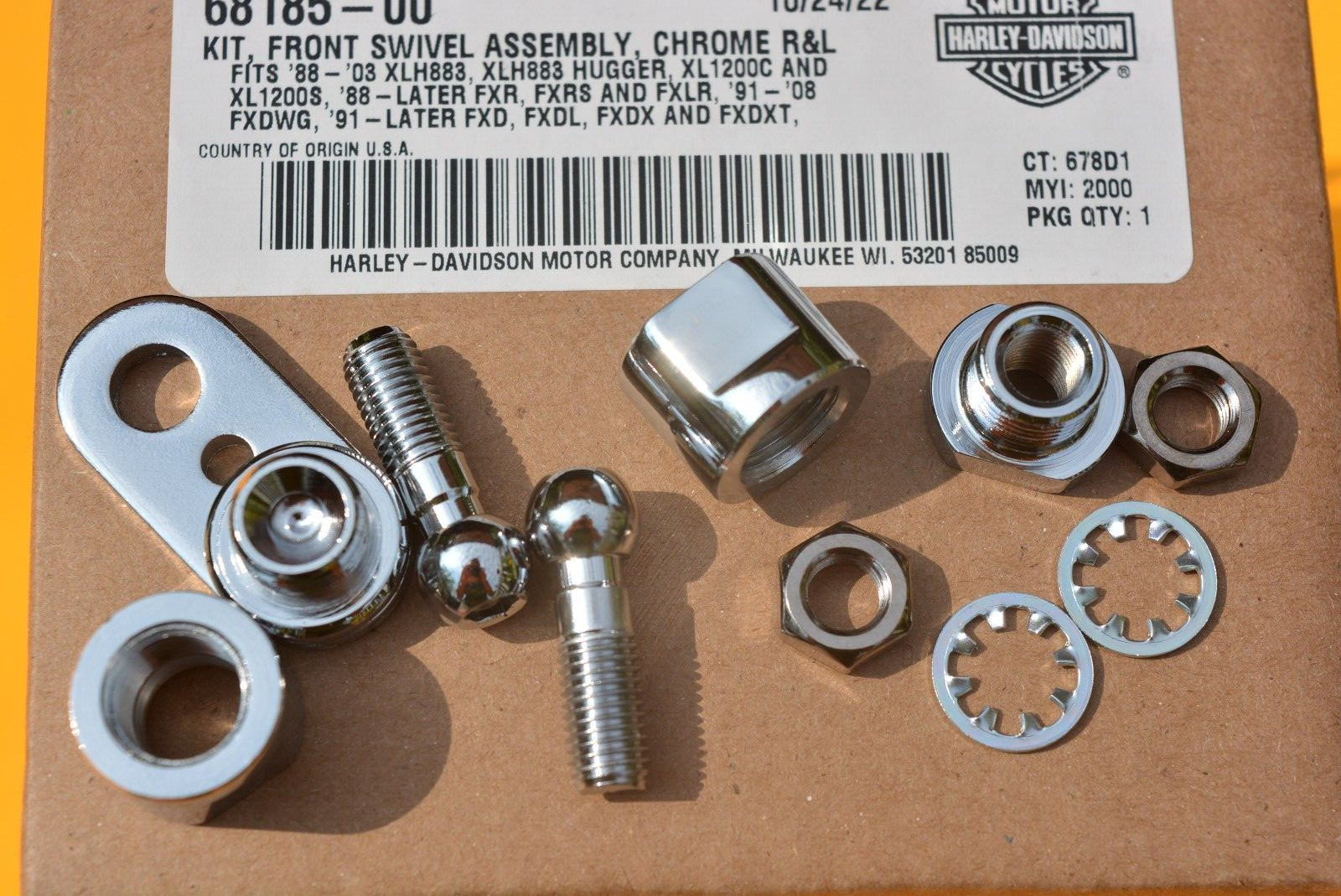 HARLEY NEW OEM Chrome Turn Signal Front Swivel Assembly Kit USA MADE 68185-00